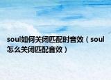soul如何关闭匹配时音效（soul怎么关闭匹配音效）