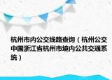 杭州市内公交线路查询（杭州公交 中国浙江省杭州市境内公共交通系统）
