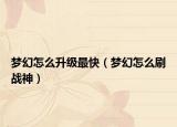梦幻怎么升级最快（梦幻怎么刷战神）