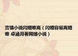 言情小说闪婚难离（闪婚容易离婚难 卓涵月著网络小说）