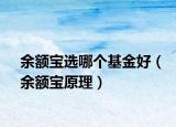 余额宝选哪个基金好（余额宝原理）