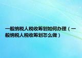一般纳税人税收筹划如何办理（一般纳税人税收筹划怎么做）