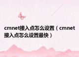 cmnet接入点怎么设置（cmnet接入点怎么设置最快）