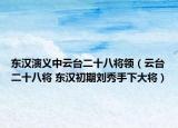 东汉演义中云台二十八将领（云台二十八将 东汉初期刘秀手下大将）