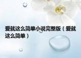 爱就这么简单小说完整版（爱就这么简单）