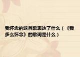 我怀念的这首歌表达了什么（《我多么怀念》的歌词是什么）