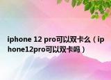 iphone 12 pro可以双卡么（iphone12pro可以双卡吗）