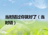 当时错过你就好了（当时错）