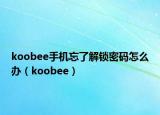 koobee手机忘了解锁密码怎么办（koobee）