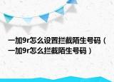 一加9r怎么设置拦截陌生号码（一加9r怎么拦截陌生号码）