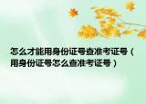 怎么才能用身份证号查准考证号（用身份证号怎么查准考证号）