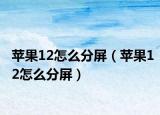 苹果12怎么分屏（苹果12怎么分屏）