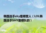韩国选手shy是哪里人（LOL韩国选手SHY是哪队的）