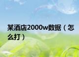 某酒店2000w数据（怎么打）