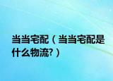 当当宅配（当当宅配是什么物流?）