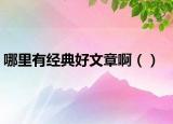 哪里有经典好文章啊（）