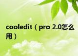 cooledit（pro 2.0怎么用）