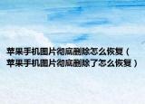 苹果手机图片彻底删除怎么恢复（苹果手机图片彻底删除了怎么恢复）