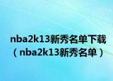 nba2k13新秀名单下载（nba2k13新秀名单）