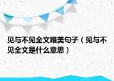 见与不见全文唯美句子（见与不见全文是什么意思）