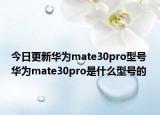 今日更新华为mate30pro型号 华为mate30pro是什么型号的