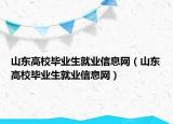 山东高校毕业生就业信息网（山东高校毕业生就业信息网）