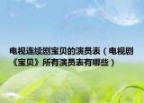 电视连续剧宝贝的演员表（电视剧《宝贝》所有演员表有哪些）