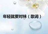 年轻就要对味（歌词）