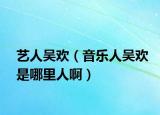 艺人吴欢（音乐人吴欢是哪里人啊）