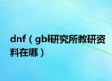 dnf（gbl研究所教研资料在哪）