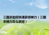 三国杀如何快速获得神力（三国杀神力怎么获得）