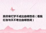挑尽寒灯梦不成出自哪首诗（看我红妆与天不老出自哪首词）