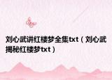 刘心武讲红楼梦全集txt（刘心武揭秘红楼梦txt）