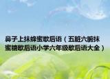 鼻子上抹蜂蜜歇后语（五脏六腑抹蜜糖歇后语小学六年级歇后语大全）