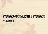 好声音决赛怎么投票（好声音怎么投票）