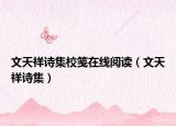 文天祥诗集校笺在线阅读（文天祥诗集）