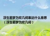 浮生若梦为欢几何表达什么意思（浮生若梦为欢几何）