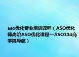 aso优化专业培训课程（ASO优化师高阶ASO优化课程—ASO114商学院导航）