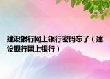 建设银行网上银行密码忘了（建设银行网上银行）