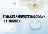 肛瘘术后大便硬解不出来怎么办（肛瘘全解）