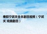 秦腔宁武关全本剧目视频（宁武关 戏曲剧目）