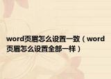word页眉怎么设置一致（word页眉怎么设置全部一样）