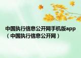 中国执行信息公开网手机版app（中国执行信息公开网）