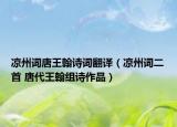 凉州词唐王翰诗词翻译（凉州词二首 唐代王翰组诗作品）