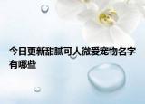 今日更新甜腻可人微爱宠物名字有哪些