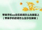 苹果手机qq音乐歌词怎么在屏幕上（苹果手机歌词怎么显示在屏幕）