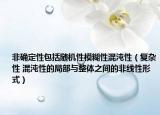 非确定性包括随机性模糊性混沌性（复杂性 混沌性的局部与整体之间的非线性形式）