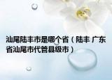 汕尾陆丰市是哪个省（陆丰 广东省汕尾市代管县级市）