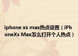 iphone xs max热点设置（iPhoneXs Max怎么打开个人热点）
