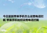 今日更新苹果手机怎么设置电话拦截 苹果手机如何设置电话拦截